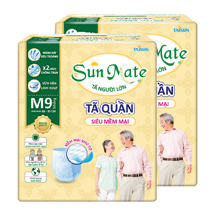 Combo 2 gói tã quần SunMate size M9 / L8 - tã quần người lớn siêu mềm mại