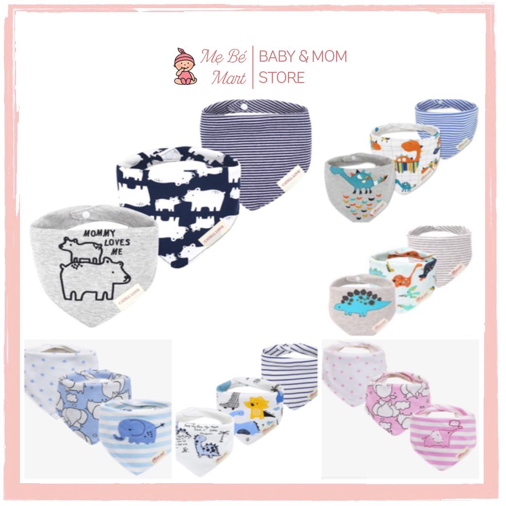 Set 3 yếm tam giác cotton cao cấp mom care bé trai/ bé gái