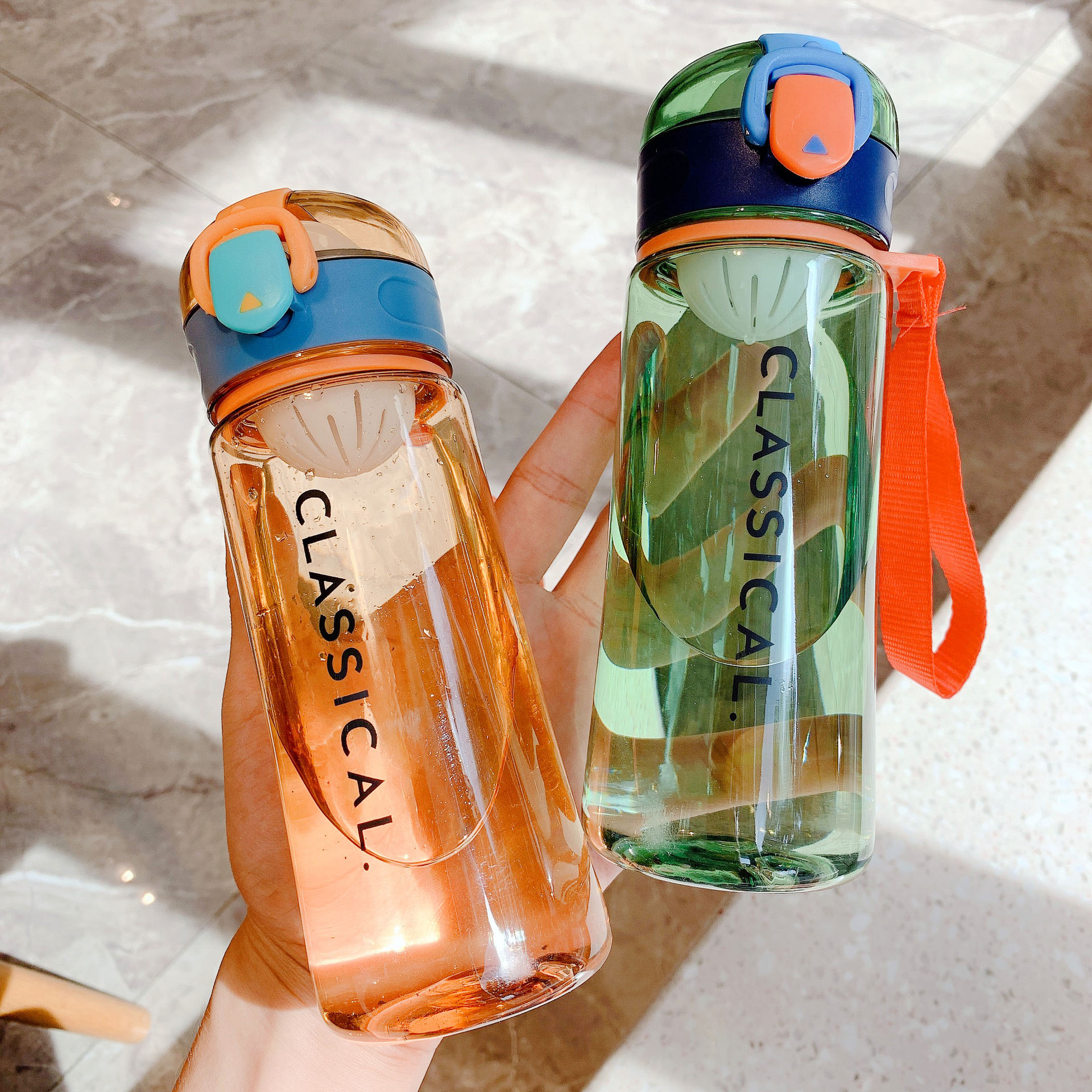 Bình đưng nước CLASSICAL nắp bật thể thao và lọc trà  loại tốt  -  Bình uống nước - Bình nước 2 lớp chống vỡ 500ml