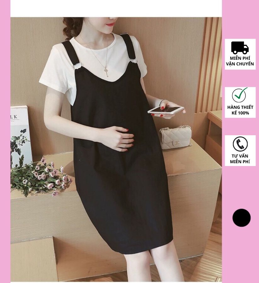 Sét váy bầu yếm chun đẹp hit hot mùa hè- đầm bầu yếm xinh cộc tay trẻ trung dáng maxi