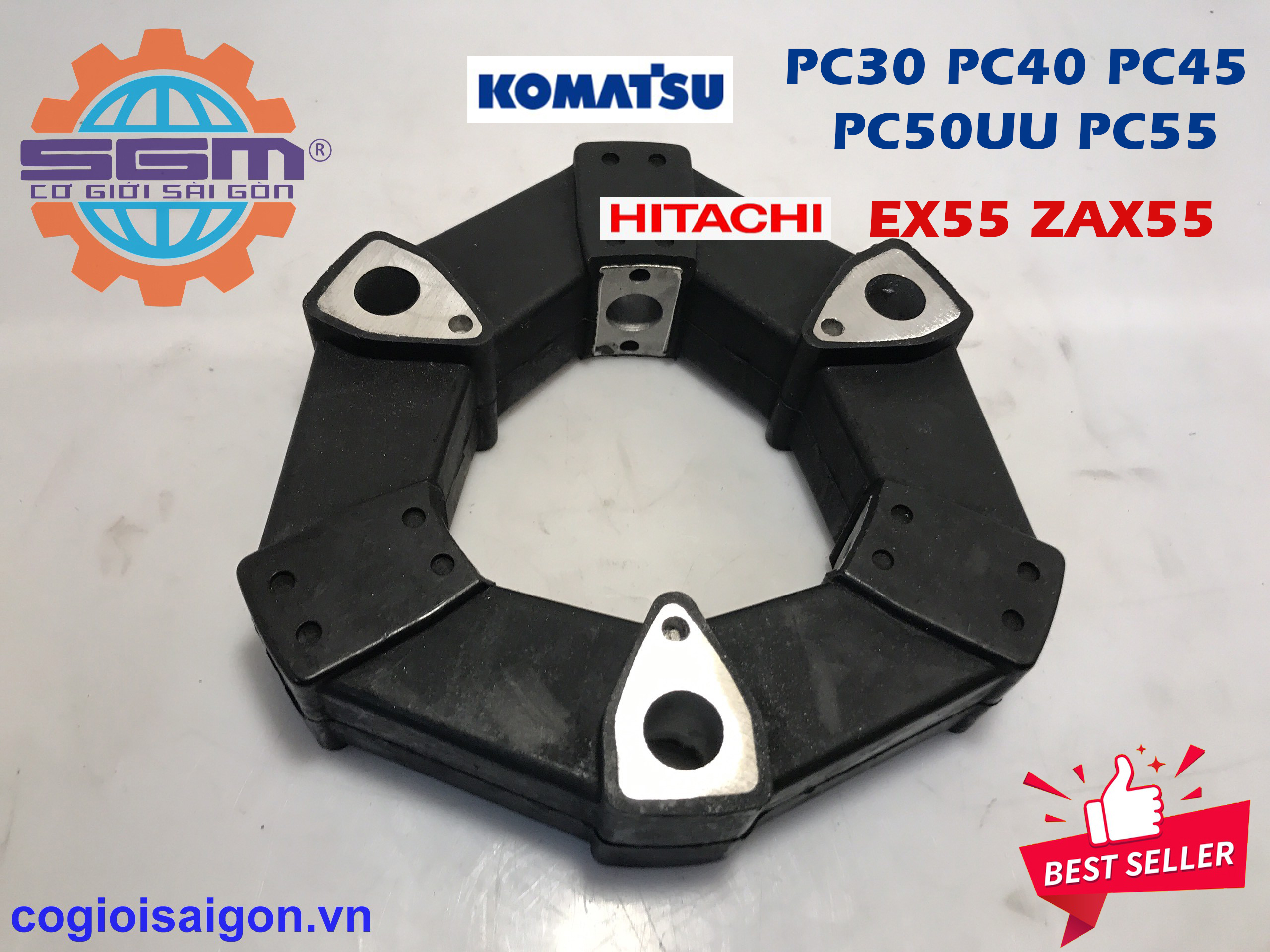 KHỚP NỐI CAO SU GIẢM CHẤN BƠM THỦY LỰC COUPLING 16AS Komatsu PC30-5 PC35-8 PC40-6 PC55 PC70 EX55