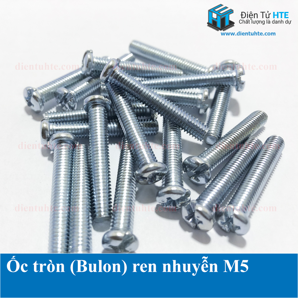 Ốc tròn (Bulon) + Đai ốc ren nhuyễn M5