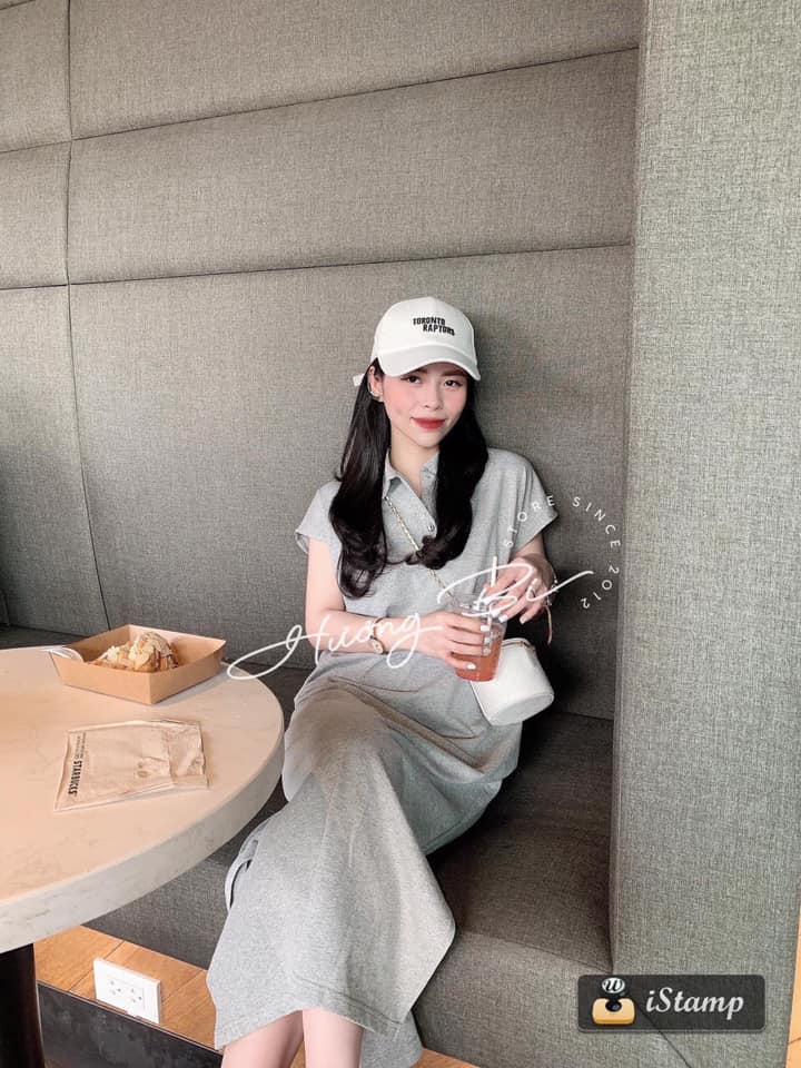Váy cotton xuông tay dơi cổ bẻ