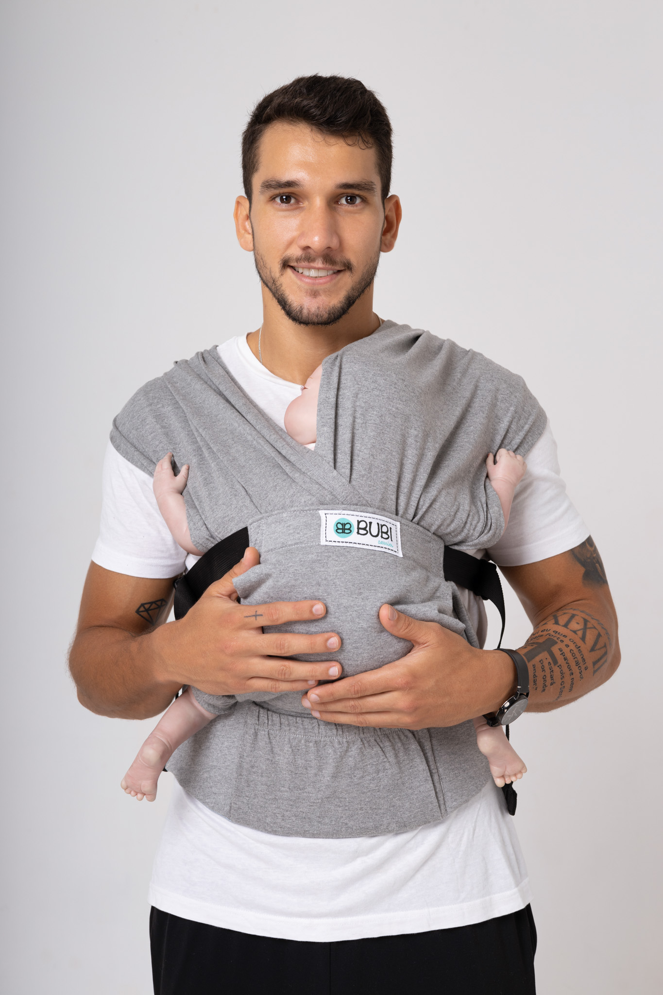 Địu vải BUBI Gen 3 - Xám tiêu - Cotton