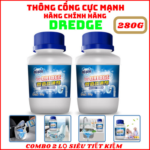 [HCM]COMBO 2 CHAI BỘT THÔNG CỐNG CỰC MẠNH HÀNG CHÍNH HÃNG DREDGE - THÔNG BỒN CẦU THẦN THÁNH THÔNG TẮC BỒN RỬA BÁT LAVABO NHANH CHÓNG DREDGE SIÊU THẦN THÁNH 280G THẾ HỆ MỚI NẠO VÉT KHỬ TRÙNG