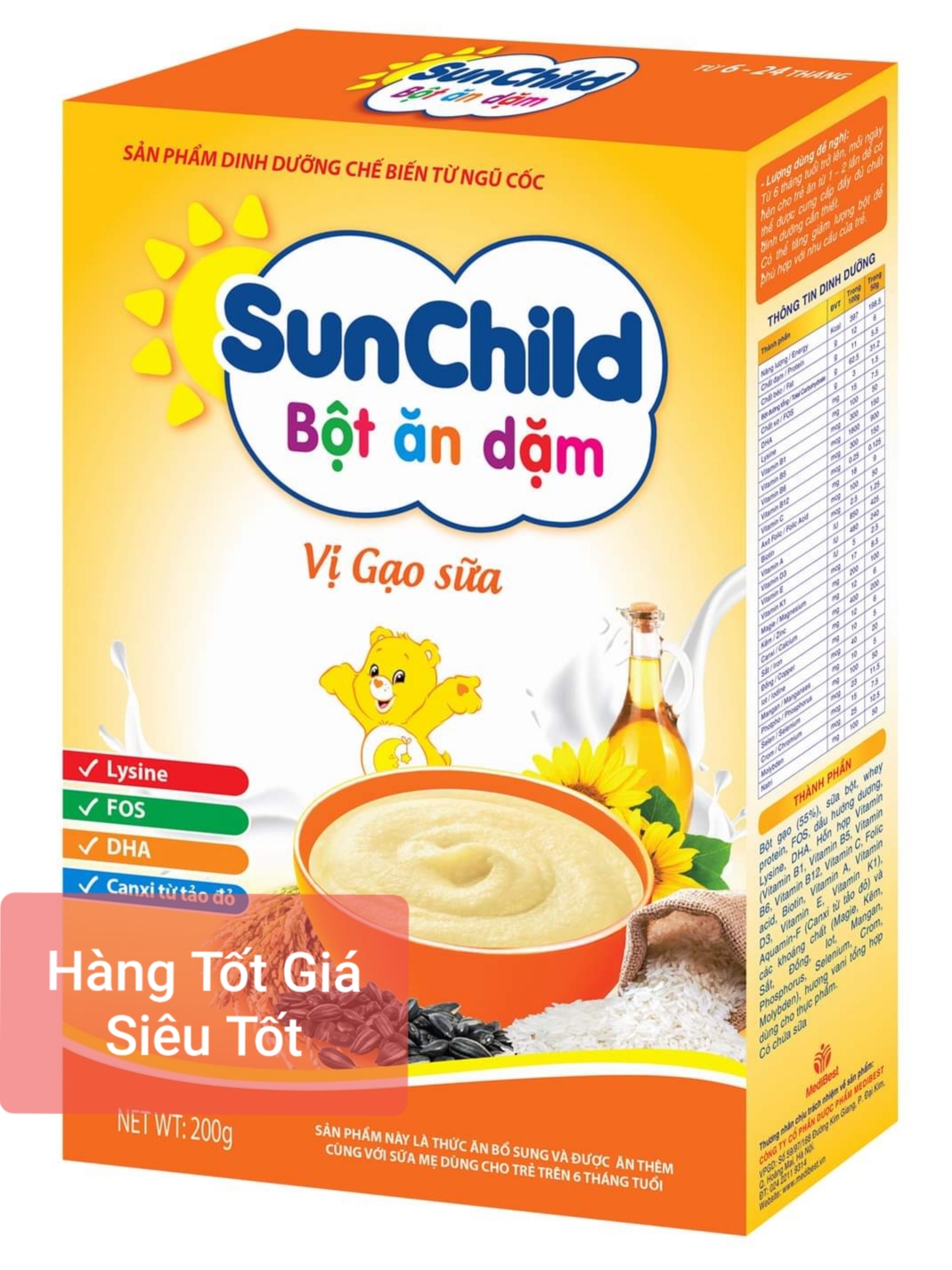 Bột ăn dặm Sunchild vị Gạo Sữa 200g/ hộp