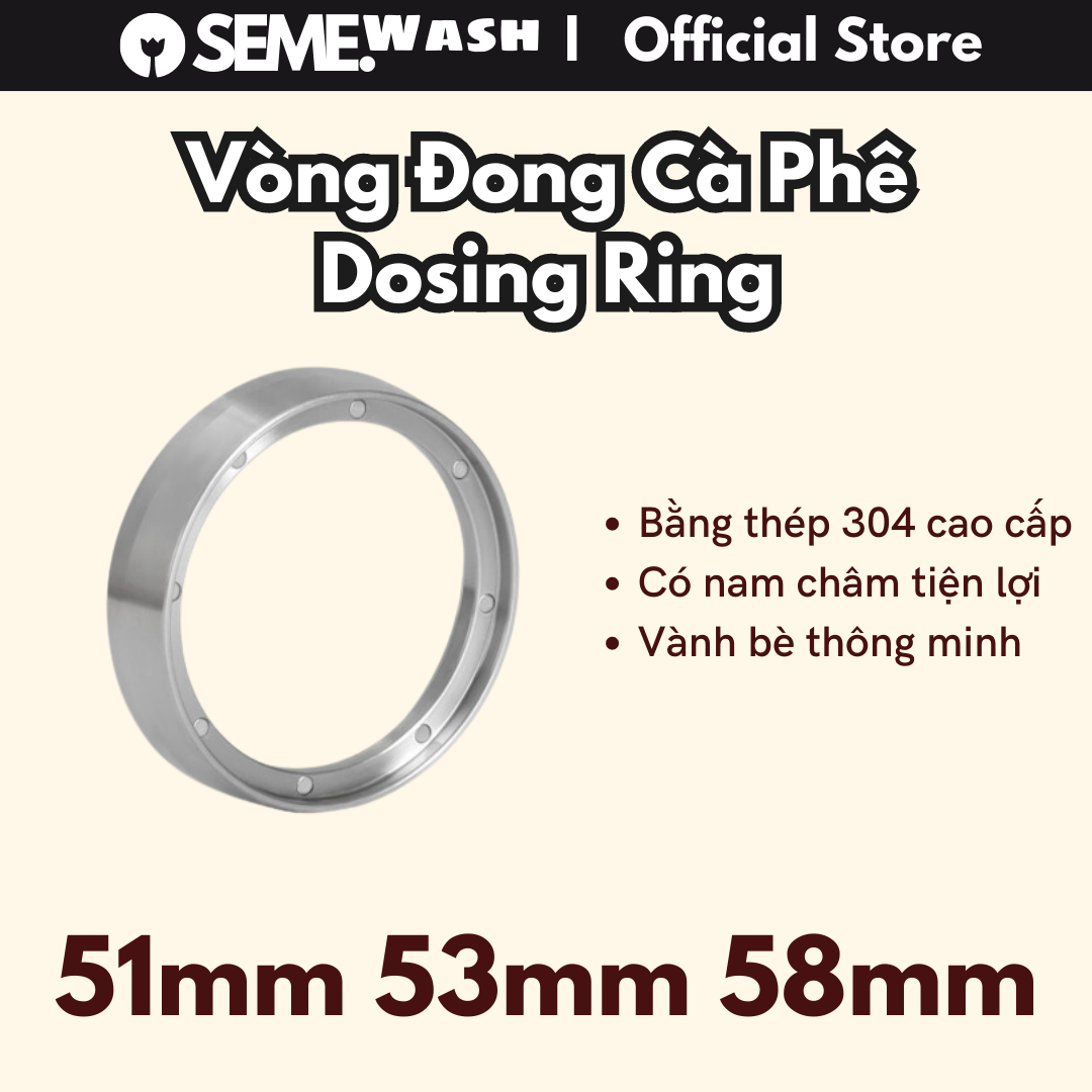 Vòng đong cà phê 58mm 53mm 51mm thép không gỉ inox 304 stanless steel Dosing Ring phễu đong