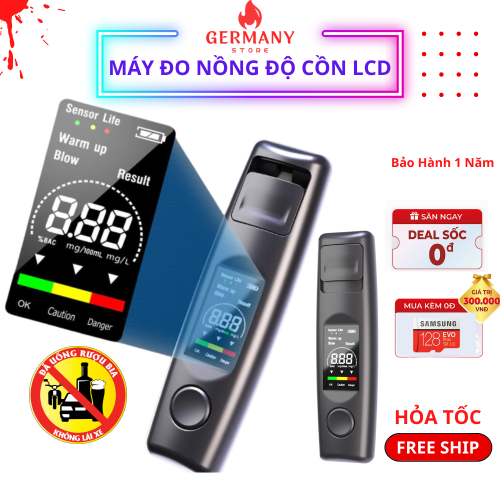 Máy đo nồng độ cồn , Máy đo độ cồn bia rượu trong hơi thở màn LCD