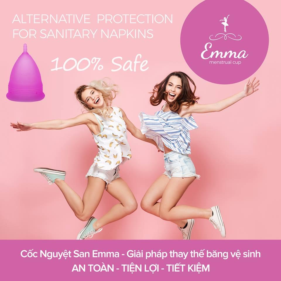 Cốc nguyệt san emma cup - màu trắng + quà tặng