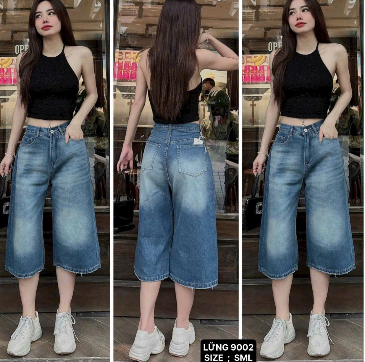 QUẦN SỌT SHORT JEAN NỮ CHẤT BÒ ỐNG RỘNG TRƠN HOT TREND HÀN QUỐC - DUBAI FASHION