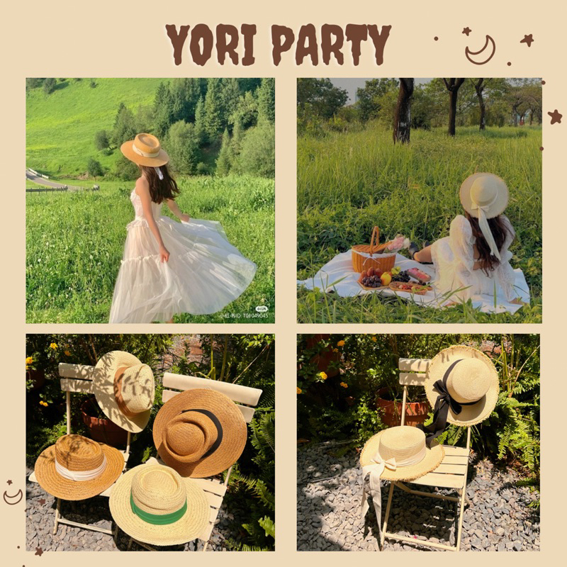 Nón cói mũ cói thắt nơ gaucho, panama tự nhiên vintage đi picnic , biển - yori party