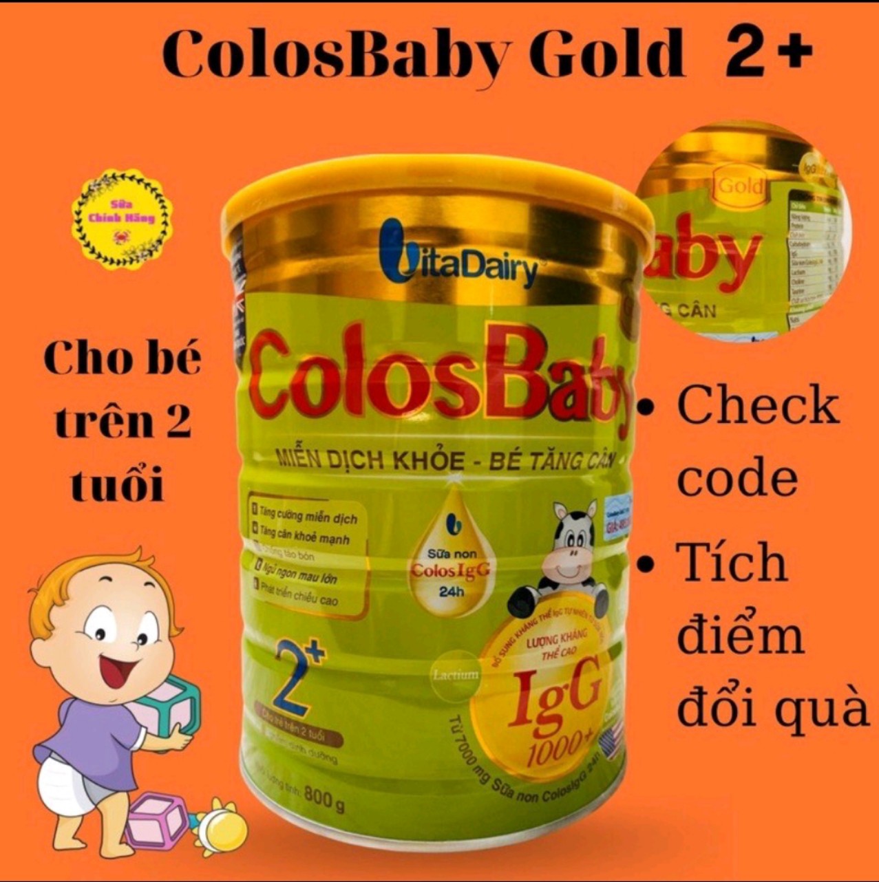 Colos baby gold 2+ 800g có mã qr