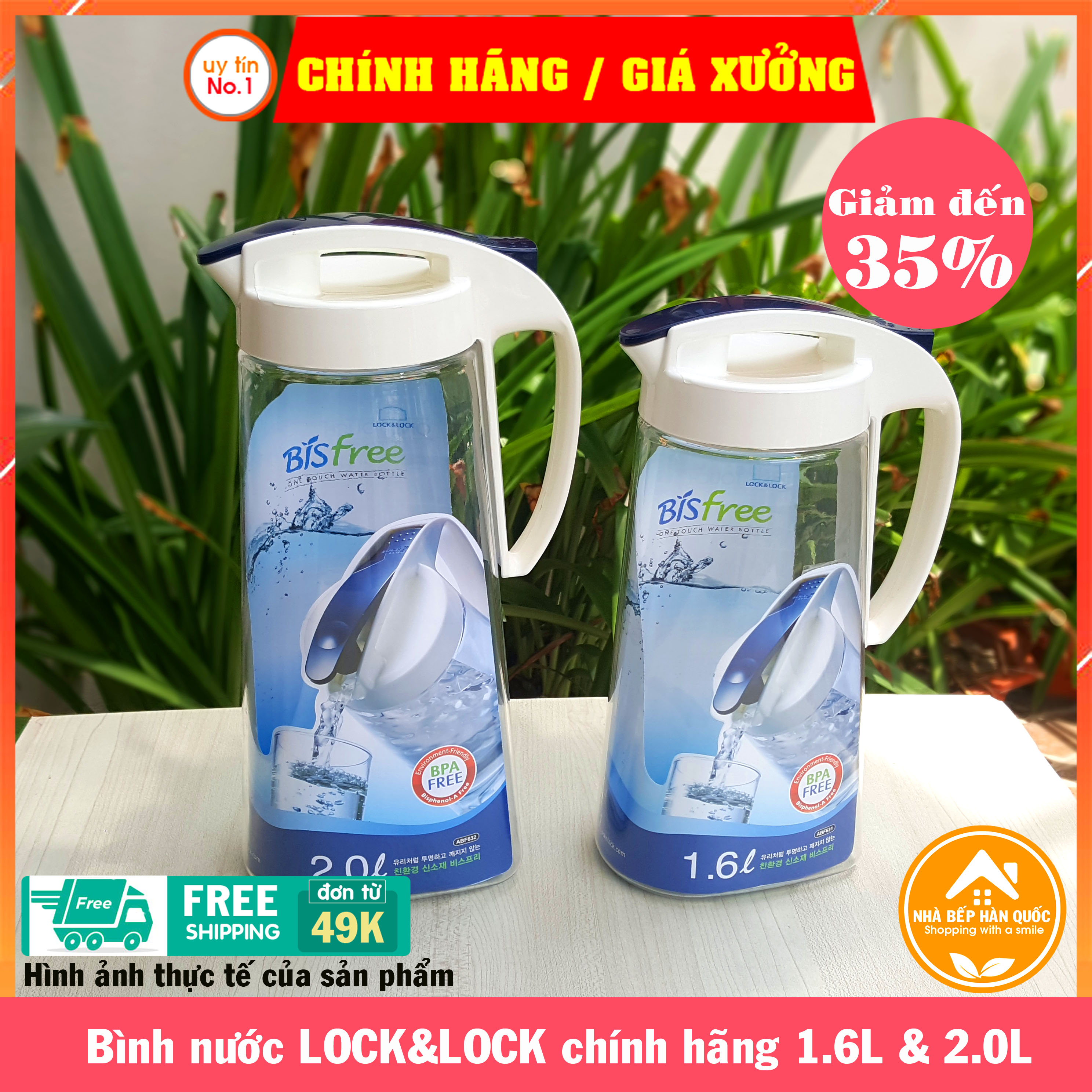 Bình nước, bình đựng nước lock and lock bisfree one touch abf631 & abf632