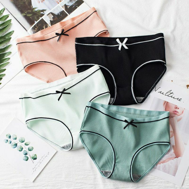Quần lót nữ cotton tăm tre thun gân thoáng khí kháng khuẩn EVA QLTG