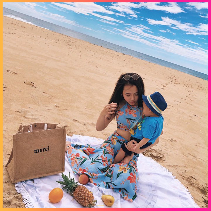 Túi Cói Đi Biển Merci Loại 1 ( Có lót vải đẹp, có đệm đáy giữ form túi)