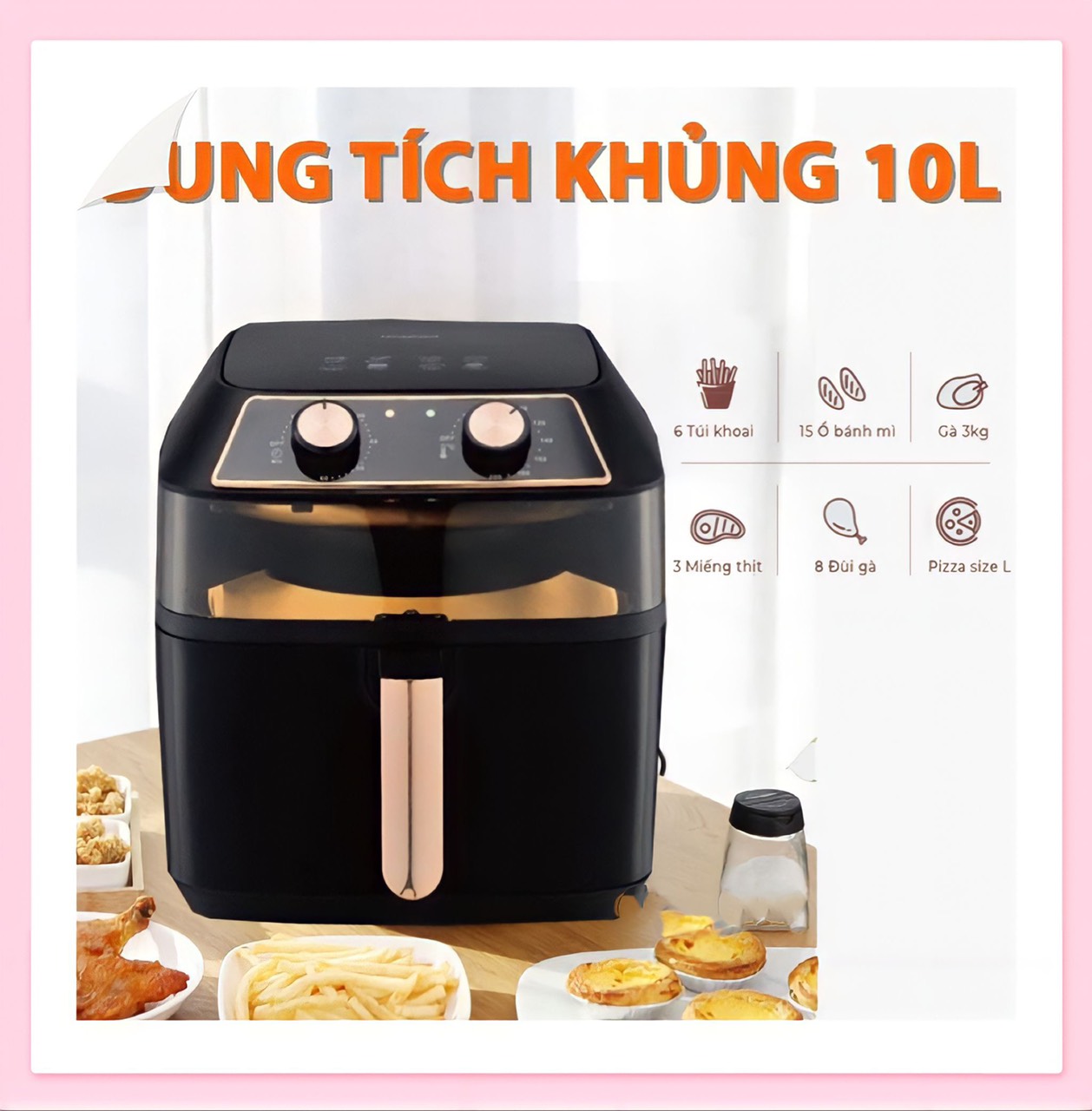 Nồi chiên không dầu nineshield 10l,10.5l kb-8001m