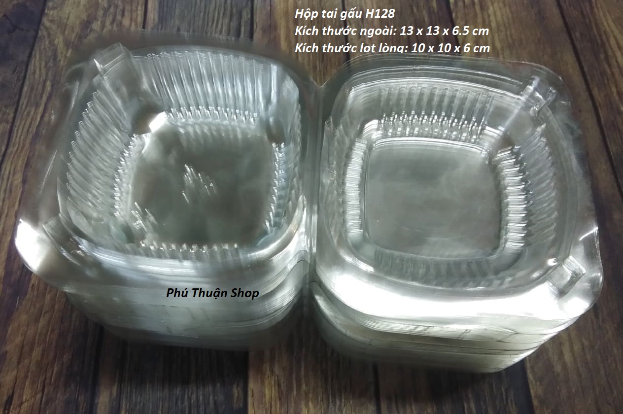 COMBO 100 HỘP NHỰA TAI GẤU H128, KÍCH THƯỚC LỌT LÒNG 10 X 10 X 6 CM