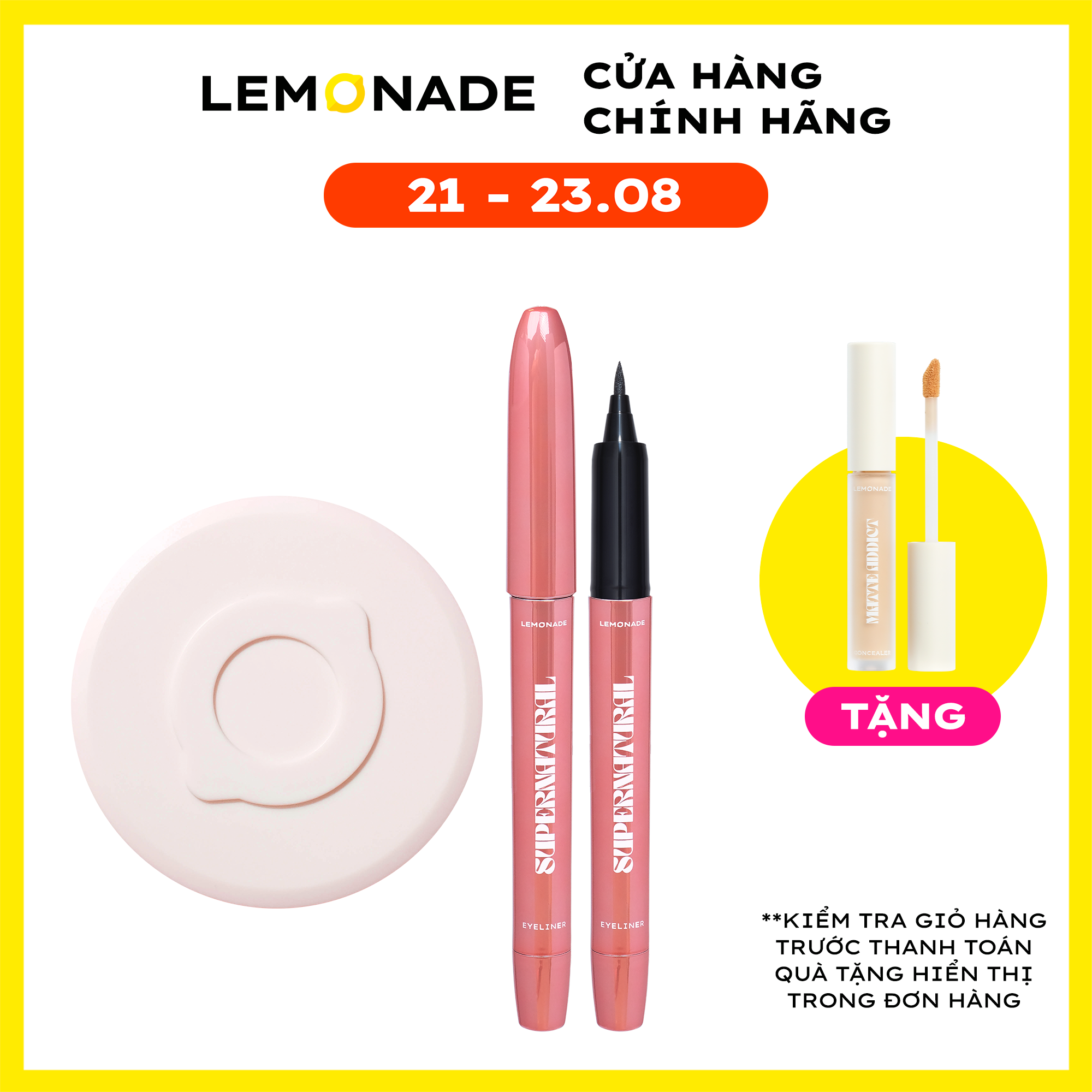 Combo Lemonade Phấn nước siêu kiềm dầu Supermatte Cushion 15g và Bút kẻ mắt SuperNatural Eyeliner 1g