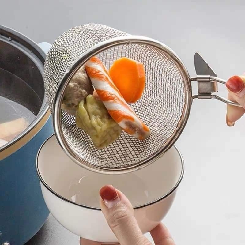 Combo 2 dụng cụ, vợt nhúng lẩu, mỳ, phở...có móc gắn thành nồi, xoong đa năng