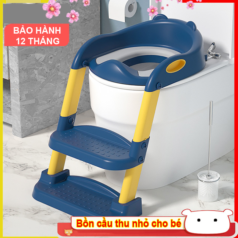 [ CÓ VIDEO HD LẮP - TẶNG ĐỆM PU ] Bồn cầu thu nhỏ có thang cho bé đi vệ sinh , Bồn đi vệ sinh có thang cho bé