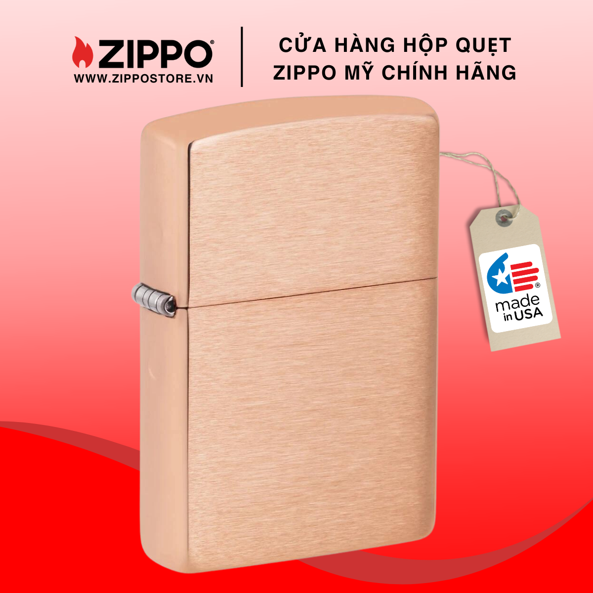 Bật Lửa Zippo Đồng Đỏ Nguyên Khối - Zippo 48107 - Zippo Classic Solid Copper
