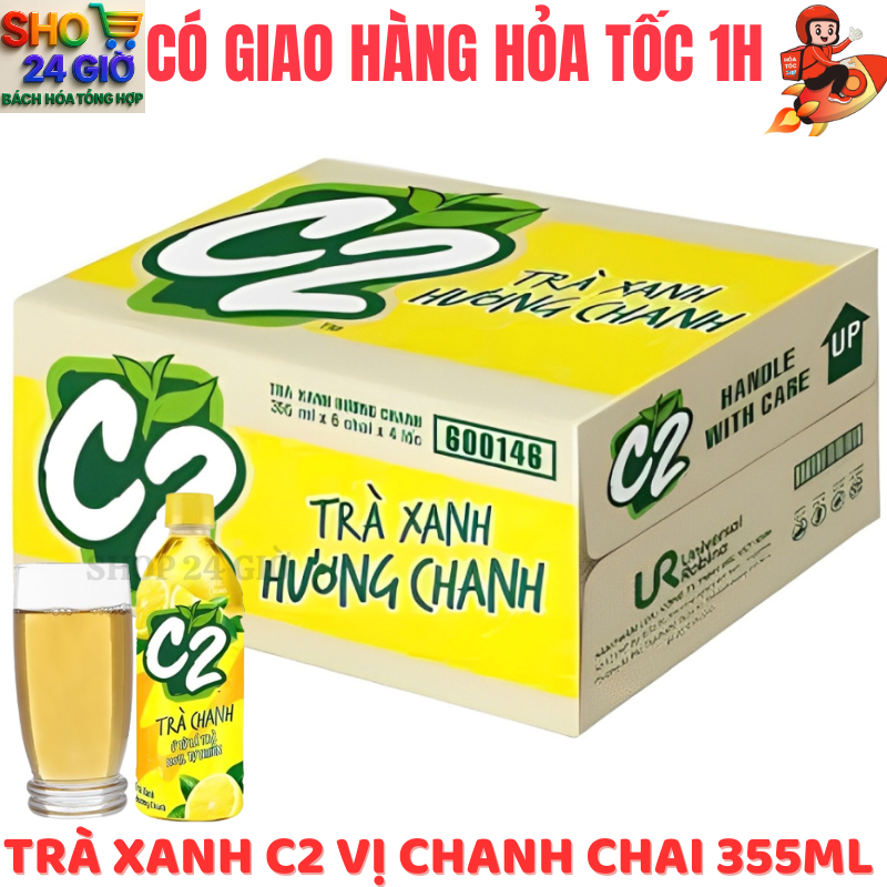 [ CHỈ GIAO CHO ĐƠN HỎA TỐC Ở HCM ] Trà Xanh C2 Chanh Thùng 24 Chai Chai 355 Ml