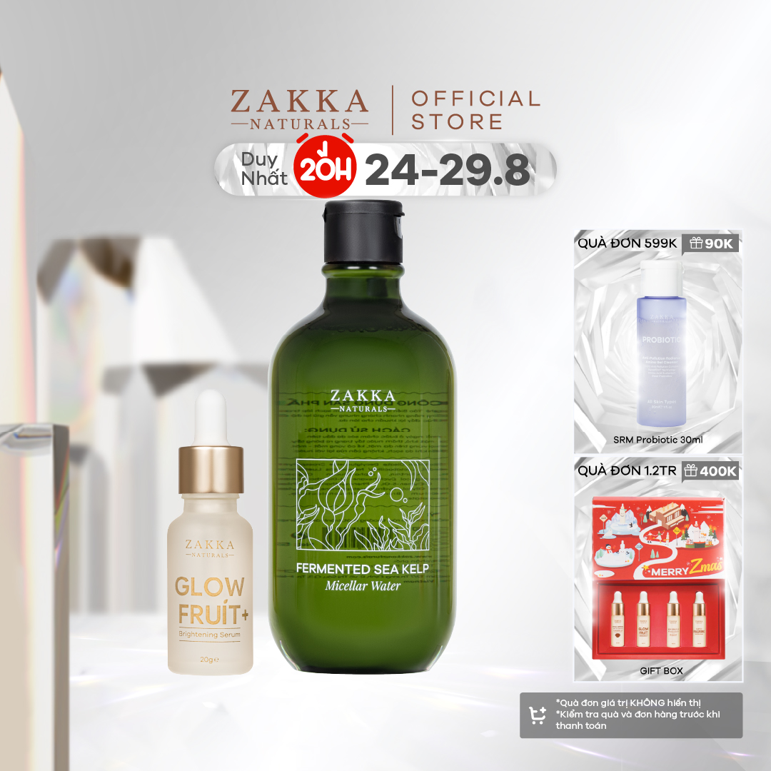 Bộ Đôi Da Sạch Sáng Khoẻ Zakka Naturals (GlowFruit+ + Micellar Tảo)