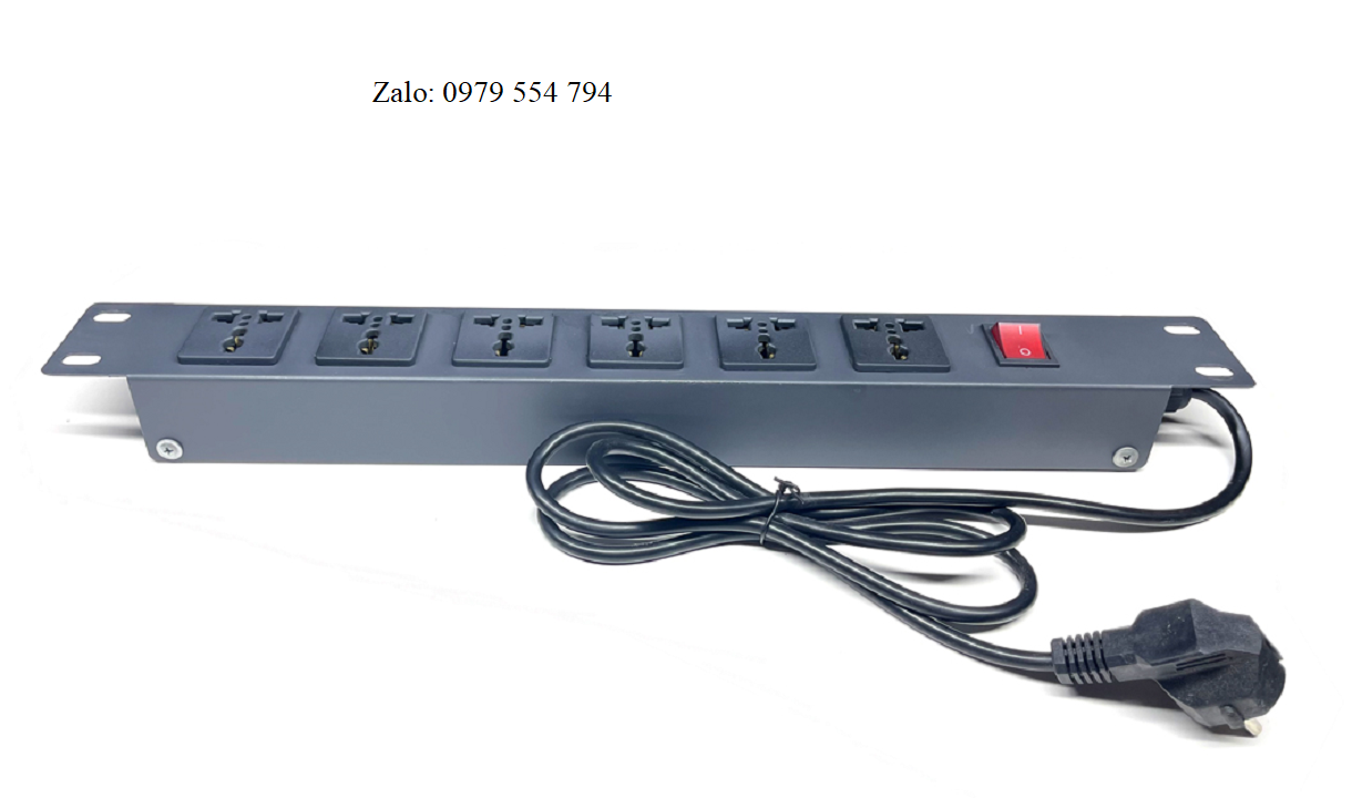 Thanh ổ nguồn điện 6 outlet đa năng 19 inch cho tủ rack - tủ mạng