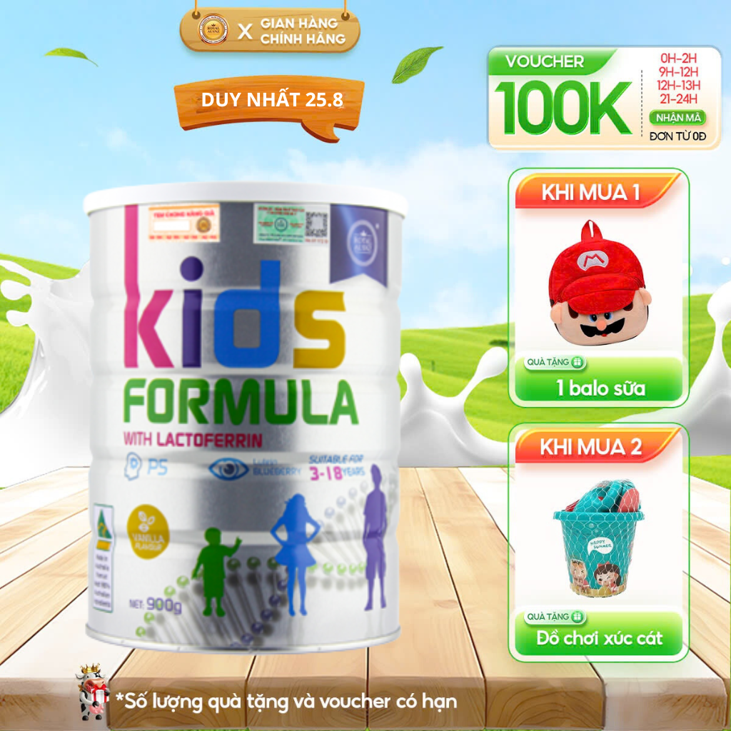Sữa Bột Hoàng Gia Úc Kids Formula Bổ Sung Dưỡng Chất Cho Trẻ Từ 3-18 Tuổi ROYAL AUSNZ 900g