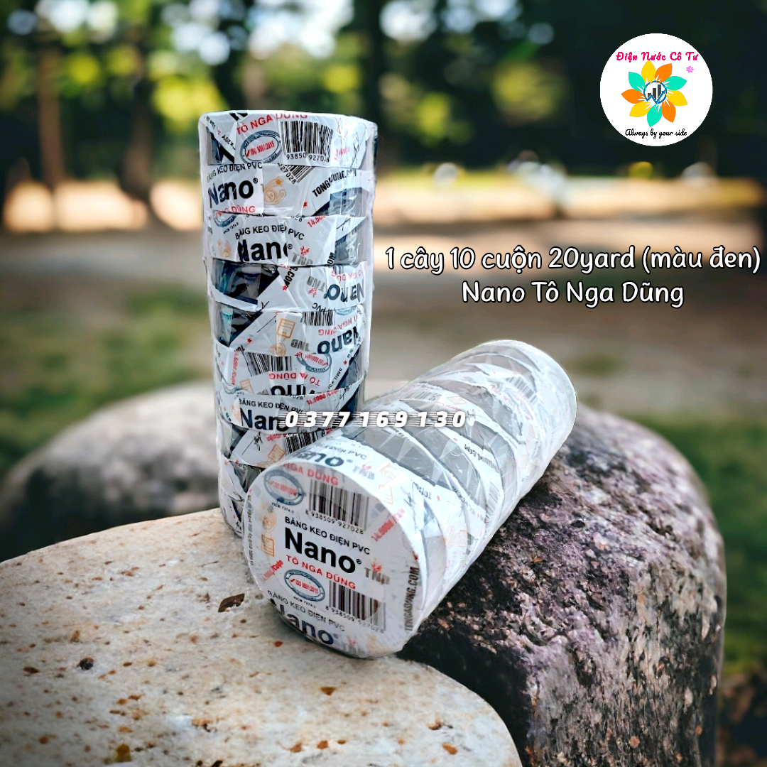 10 cuộn băng keo đen 20yard nano tô nga dũng
