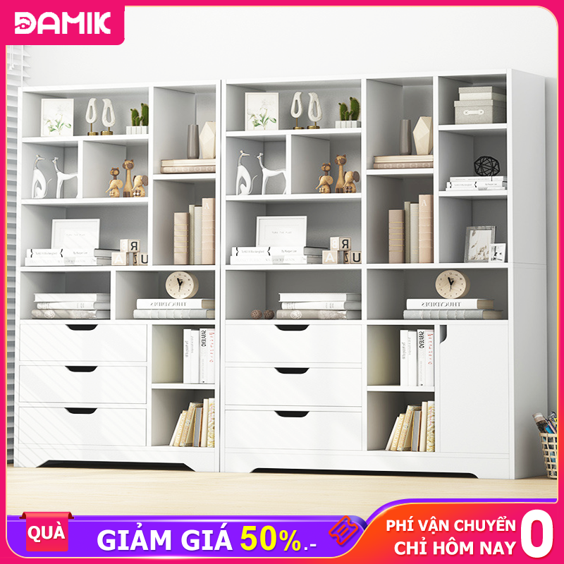Damik kệ sách để để sàn gỗ chống ẩm cao cấp bàn gỗ kệ đa năng tủ kệ sách gỗ để sàn đẹp hiện đại
