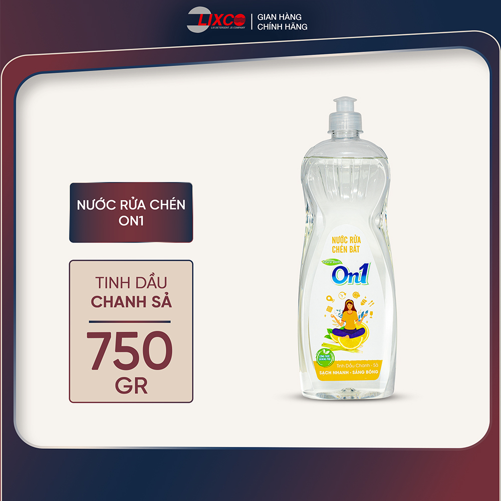 Nước rửa chén On1 hương chanh sả 750g - Gel rửa bát sạch bóng vết dầu mỡ N5210 - Lixco Việt Nam