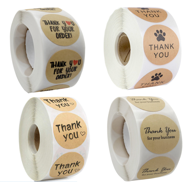 Sticker Thank You RETRO - Cuộn băng keo tape cám ơn 500cái x 2.5cm-Cuộn 500 tem dán