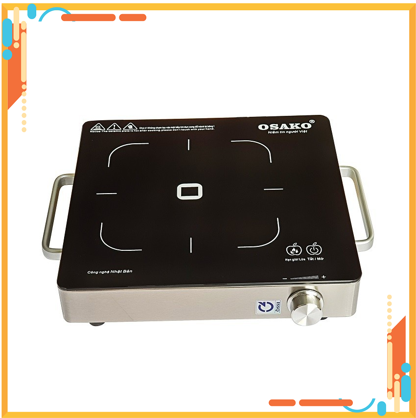 Bếp hồng ngoại osako oha-1820 công suất 2000w có tay cầm khung inox - điều khiển cơ