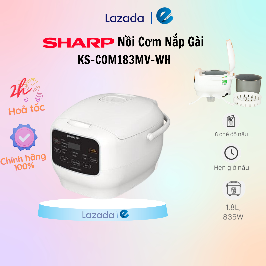 Nồi cơm điện tử - nồi cơm nắp gài đa năng chống dính sharp ks-com183mv-wh 1.8l