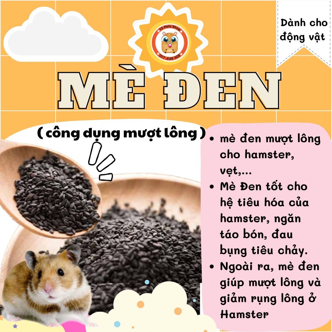 Mè đen mượt lông cho hamster