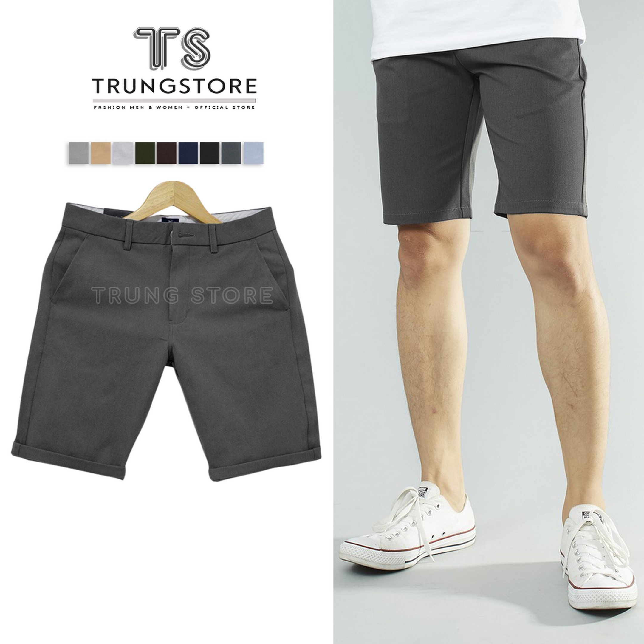 Quần short âu co giãn vải cotton 2 chiều đủ màu