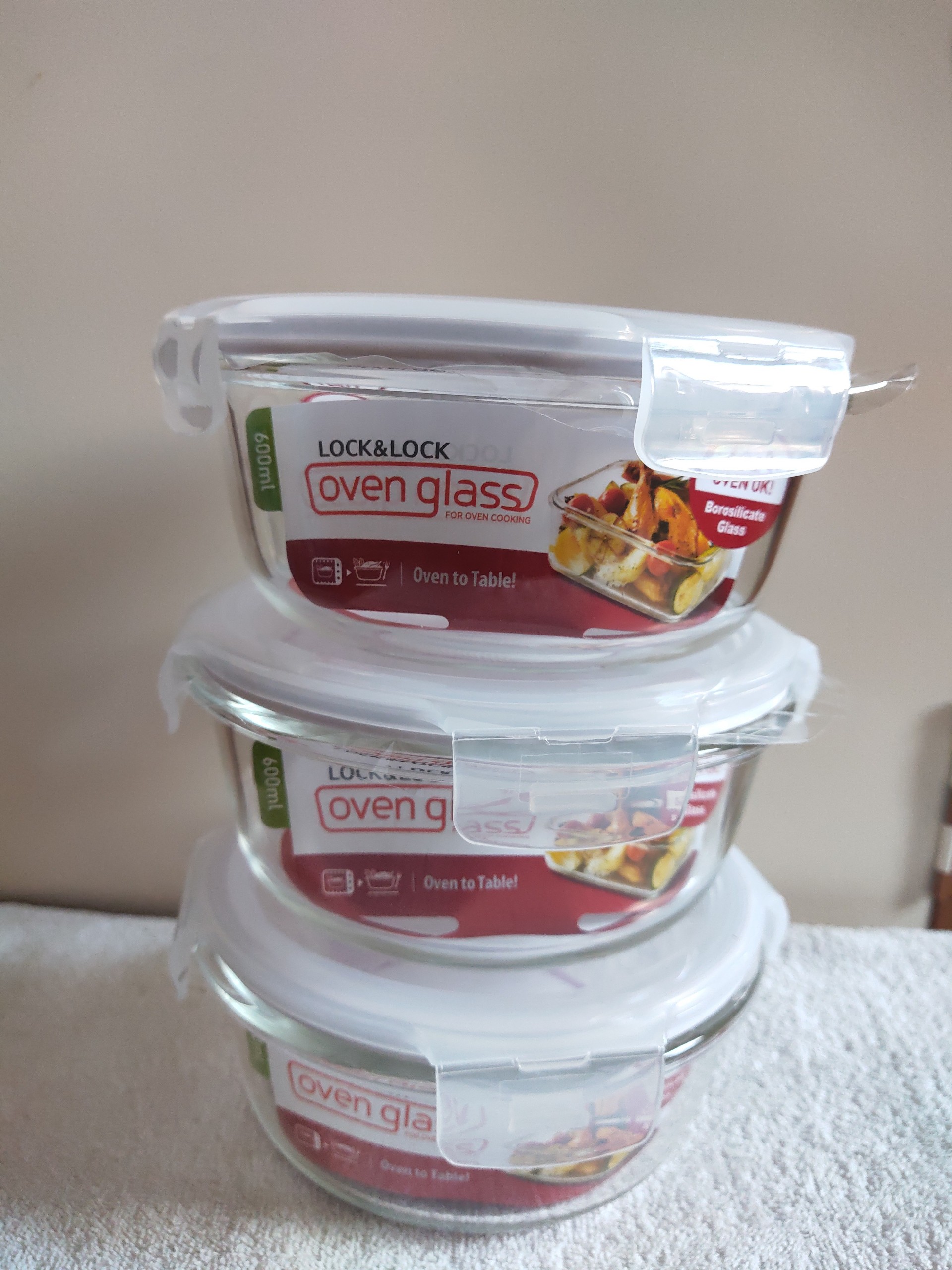 [HCM]Giá sốc! Bộ 3 hộp thủy tinh lock and lock 600ml