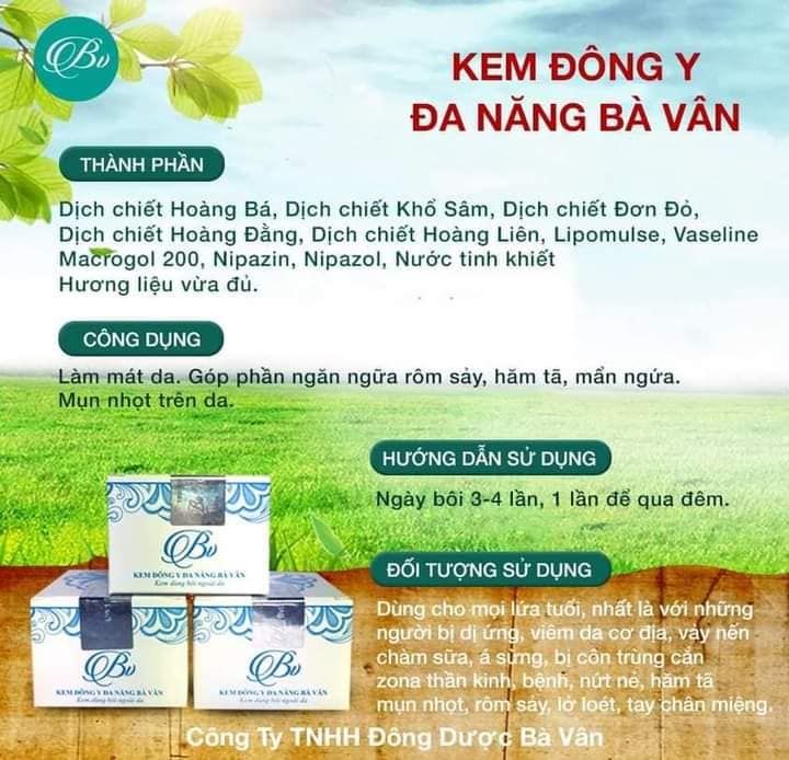 Kem đông y đa năng bà vân - giải quyết các vấn đề về da