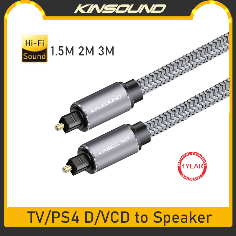 Kinsound Cáp Quang Toslink Âm Thanh Kỹ Thuật Số, Cáp Âm Thanh SPDIF Cáp Quang Kỹ Thuật Số Toslink Đực Sang Đực Mạ Vàng Cho TV, Sony Home Theater 5.1, Soundbar, D/VCD Và Hơn Thế Nữa