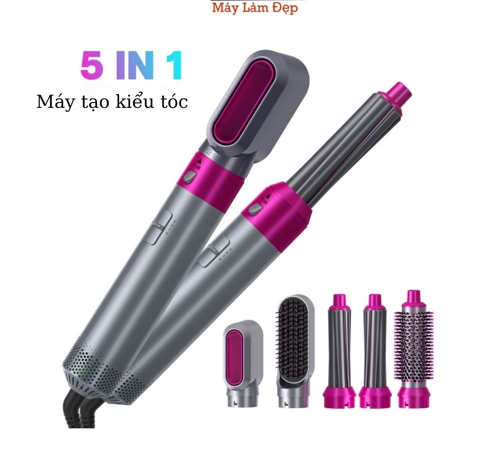 Máy tạo kiểu tóc đa năng 5 in 1 chính hãng, máy sấy tóc kiêm máy tạo kiểu tóc uốn, duỗi, là thẳng, làm phồng, với 3 mức chỉnh nhiệt