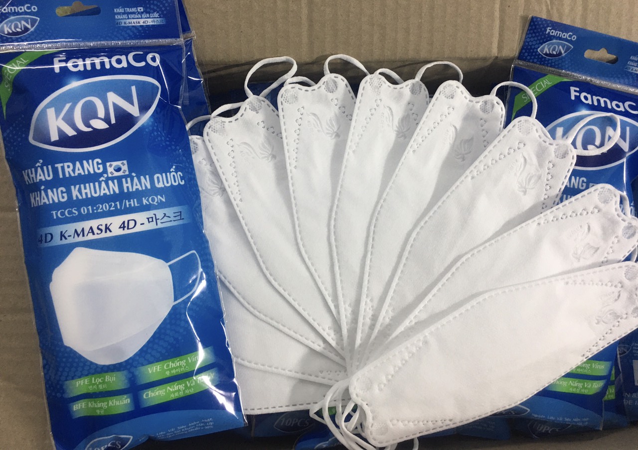 [HCM]combo 5 TÚI 4D 4 lớp kf94 công nghệ Hàn Quốc màu trắng kháng khuẩn (10 cái/ túi)
