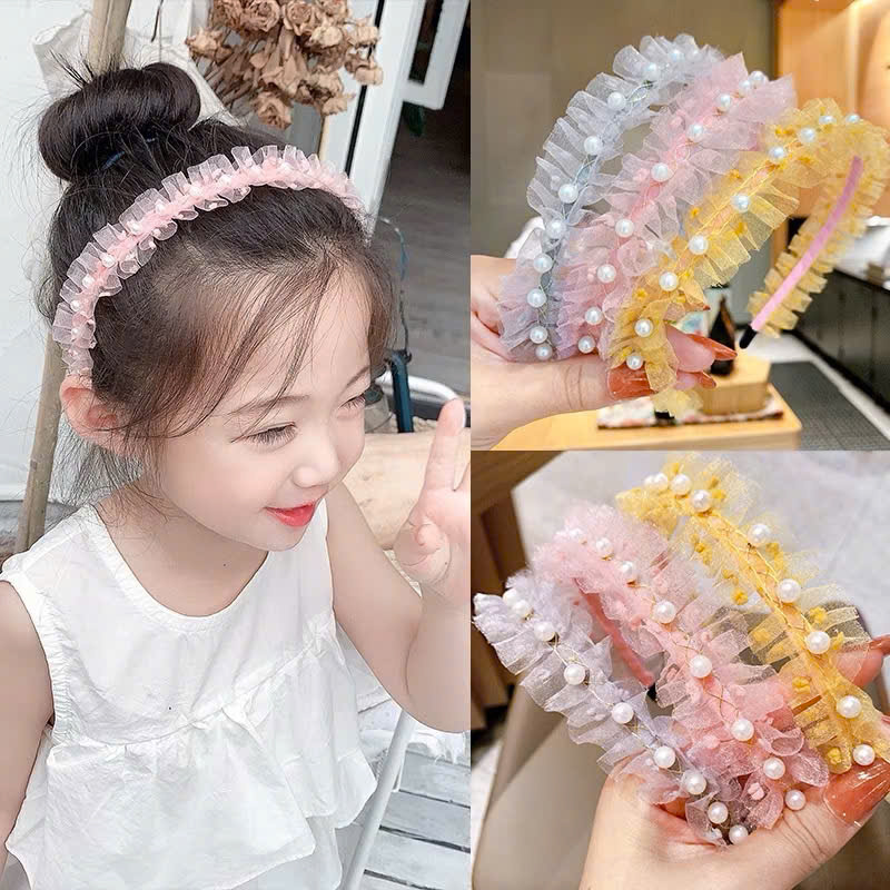 Băng Đô Bờm Cài Tóc Xếp Ly Công Chúa Cho Bé Gái