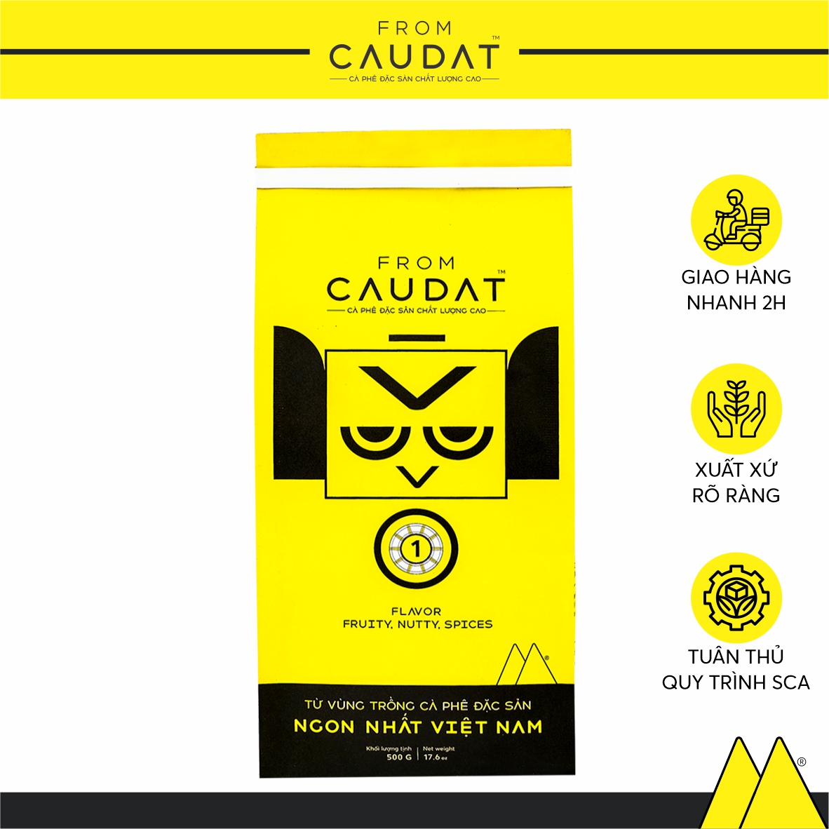Cà phê nguyên chất rang mộc O1 100% Arabica Cầu Đất 250gram gu đặc trưng nguyên bản