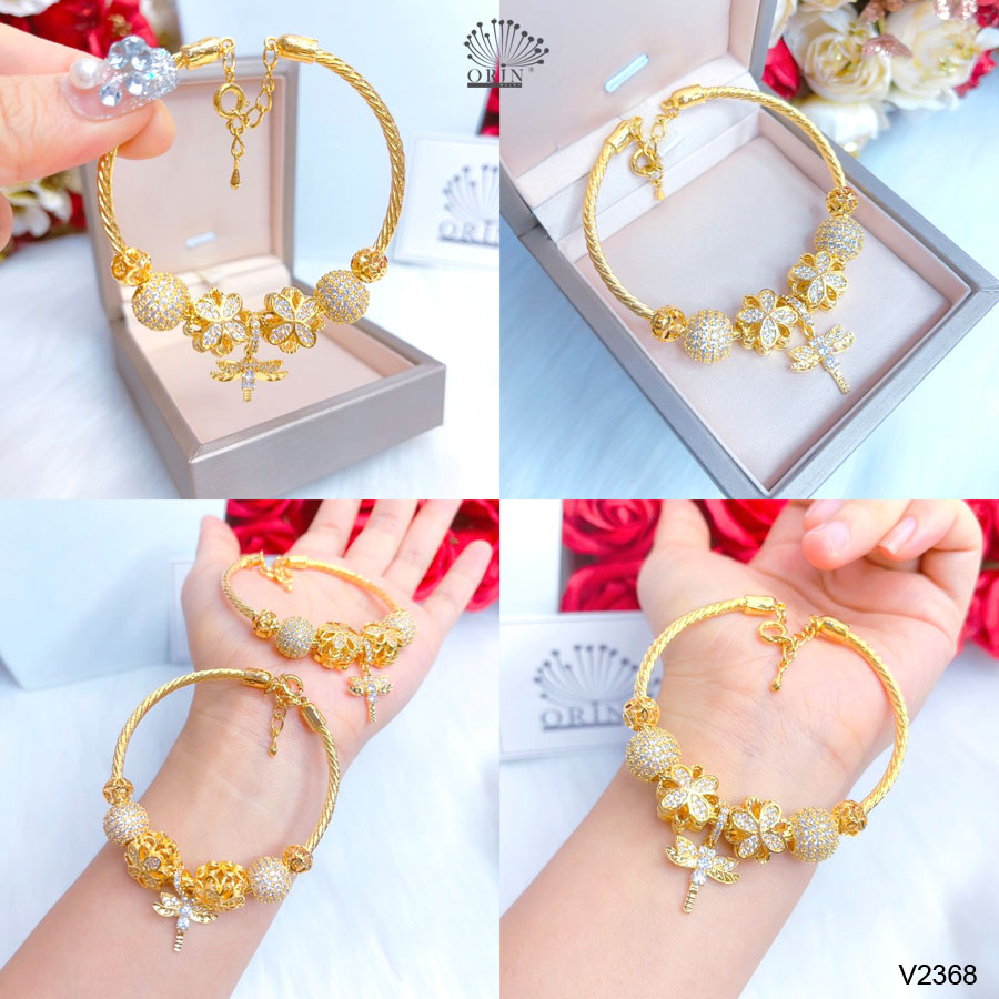 Lắc tay, vòng tay đính charm chuồn chuồn thiết kế cao cấp Orin V2368 - Long Tien