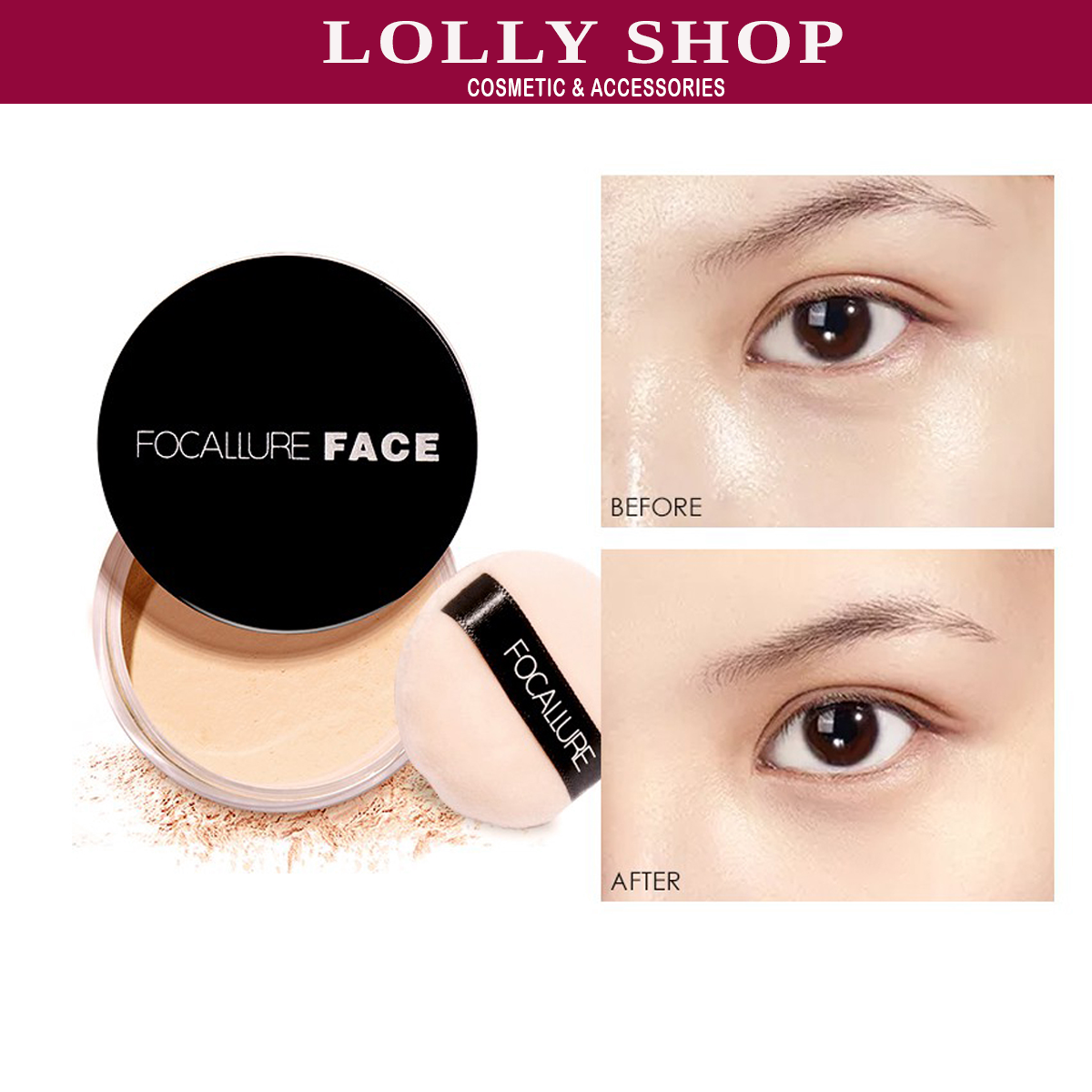 Phấn phủ FOCALLURE kiềm dầu, mỏng nhẹ, trang điểm lâu trôi 7g