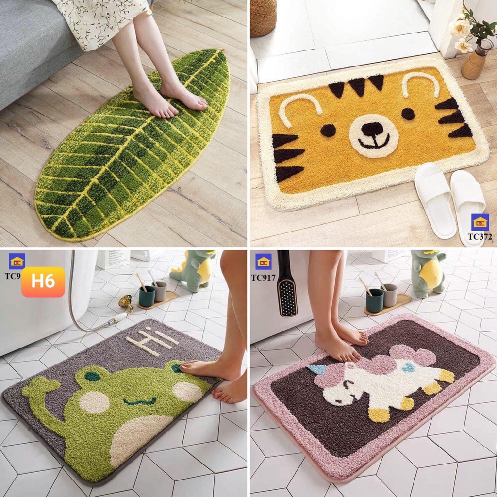 Thảm Chùi Chân Lông Cừu 3D Chống trơn trượt mềm mại siêu thấm kích thước 40x60