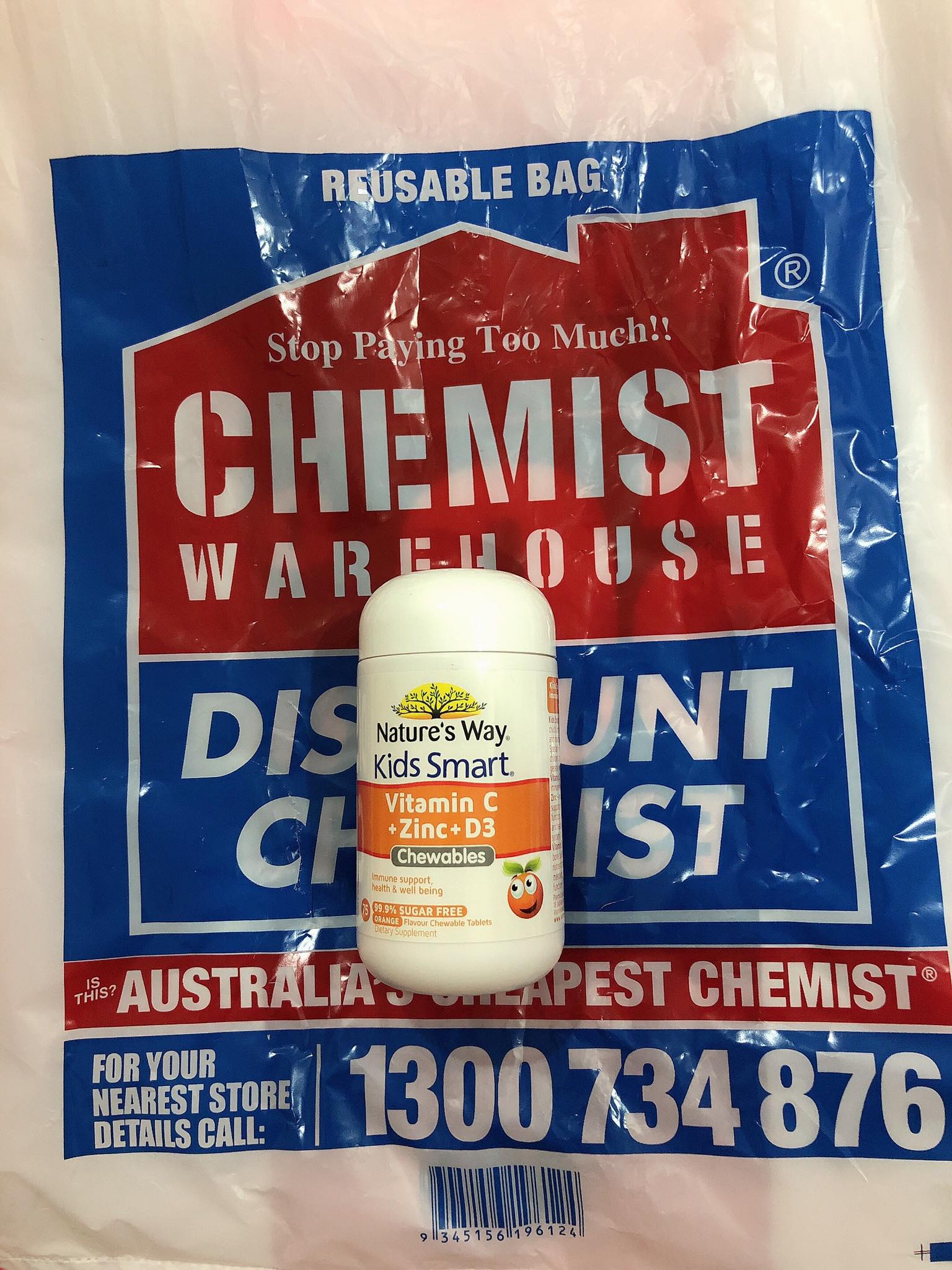 Kẹo bổ sung Vitamin C, Kẽm và D3 cho trẻ Nature’s Way Kids Smart Vitamin C + Zinc + D3 Chewable lọ 75 viên