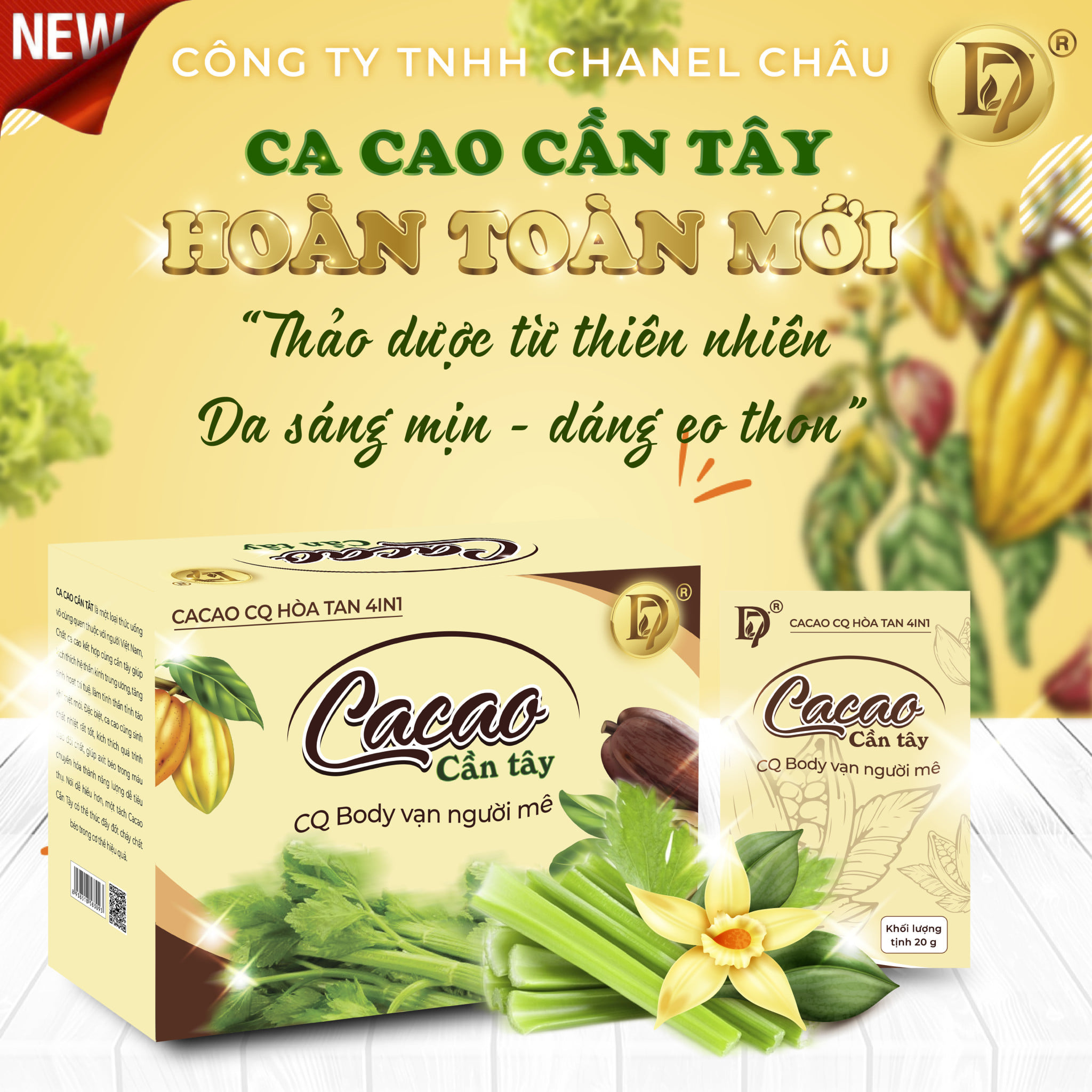 Giảm Cân Tự Nhiên Cacao Cân Tây - Cacao CQ Hòa Tan 4in1 An Toàn Hiệu Quả