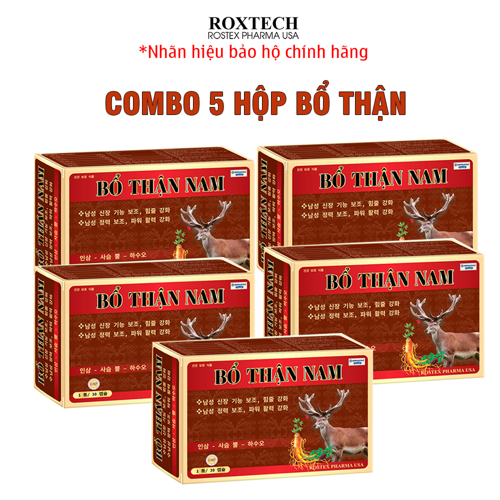  Combo 5 hộp Tăng cường sinh lý nam Bổ Thận Nam bổ thận tráng dương mạnh gân cốt giảm tiểu đêm đau lưng mỏi gối - Hộp 30 viên 